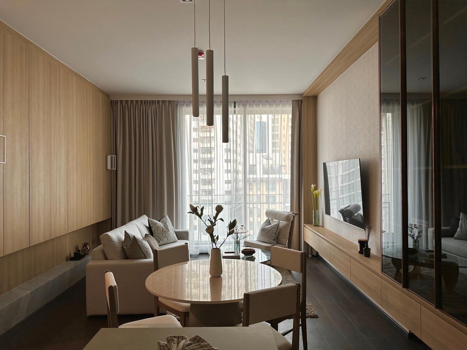Luxury 2BR condo at LAVIQ Sukhumvit 57, 83 sqm, fully furnished, near BTS Thonglor. ฿90K/month with top-tier amenities and city views.