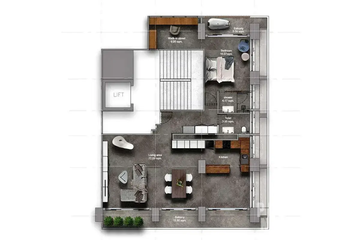 1-Bed 2-Bath 129 sqm Diamond Tower Condo near BTS Chong Nonsi for Sale 15.5M THB