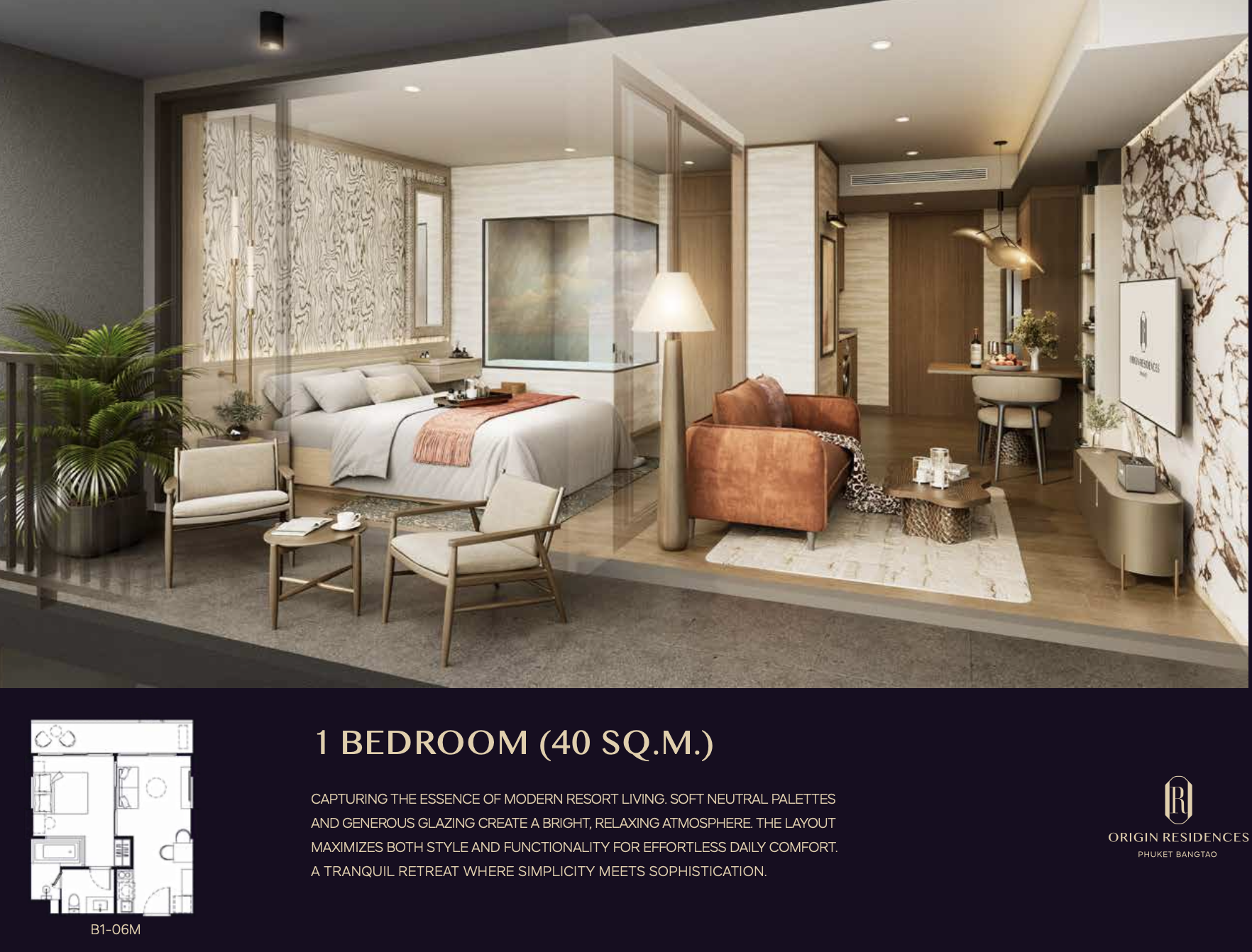 1BR-1bath 40 SQM for Sale at Origin Bangtao – 5.5M THB